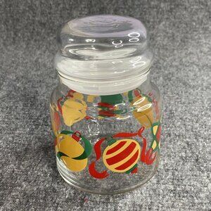 Vintage‎ Christmas Jar Glass Candy Canister Bubble Lid Ornaments Cocoa Treats